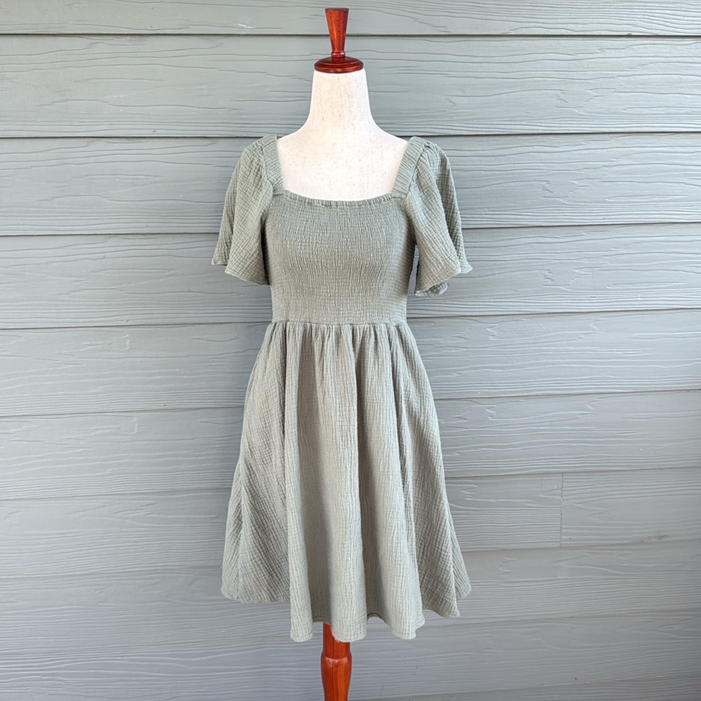 Madewell Sage/Light Olive Dress (Size: XSmall)